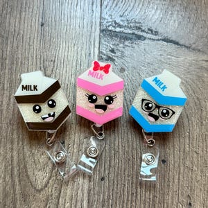 School Lunch Milk Carton Badge Reels | Nurse Badge Reel | Glitter Badge Reel | Gifts For Nurses | Acrylic Badge Reel | Food Badge Reel