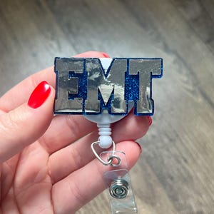 EMT Title Badge Reel | Emergency Room Badge Reel | Glitter Badge Reel | Acrylic Badge Reel | Paramedic Badge Reel