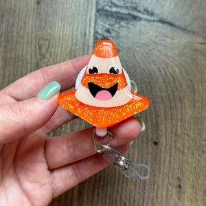 Cute Traffic Cone Badge Reel | Gifts For Nurses | Glitter Badge Reel | Acrylic Badge Reel | Nursing | Nurse Badge Reel | Random Badge Reel
