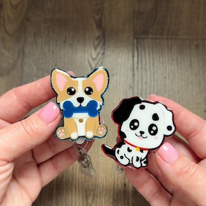 Cute Dog Badge Reels | Nurse Badge Reel | Vet Tech Badge Reel | Glitter Badge Reel | Animal Badge Reel | Acrylic Badge | Pediatrics Badge