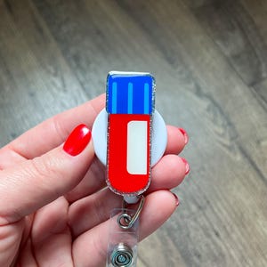 Lab Collection Tube Badge Reel | Lab Tech Badge Reel | Gifts For Nurses | Glitter Badge Reel | Acrylic Badge Reel | Healthcare Badge Reel