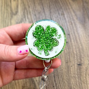 Sequin Clover Badge Reel | Nurse Badge Reel | Glitter Badge Reel | Holiday Badge Reel | Acrylic Badge Reel | St. Patrick’s Day Badge Reel