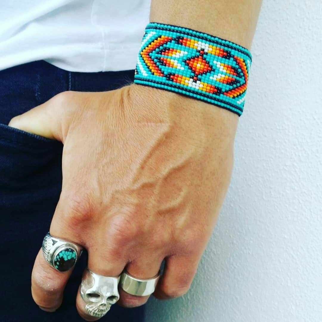 146g Vintage Navajo Three-Stone Turquoise Cuff Bracelet 6.75 Men's Women's, Native  American