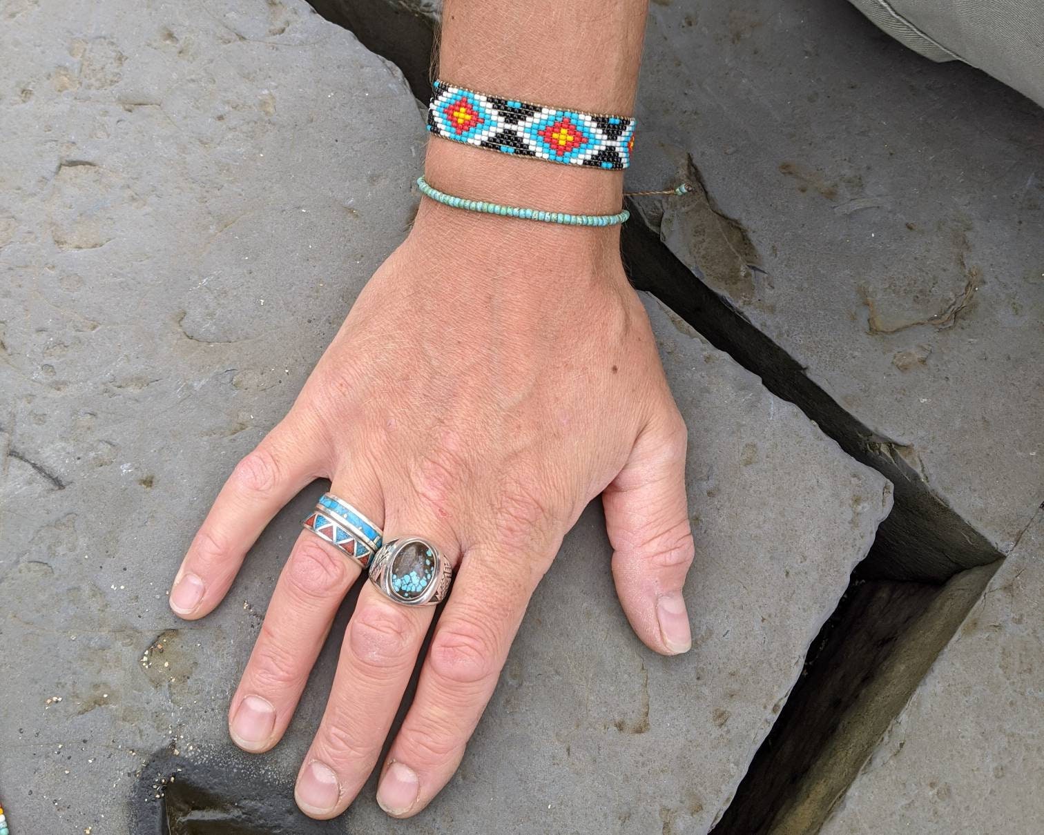 Men's beaded bracelet/mens navajo beaded Etsy