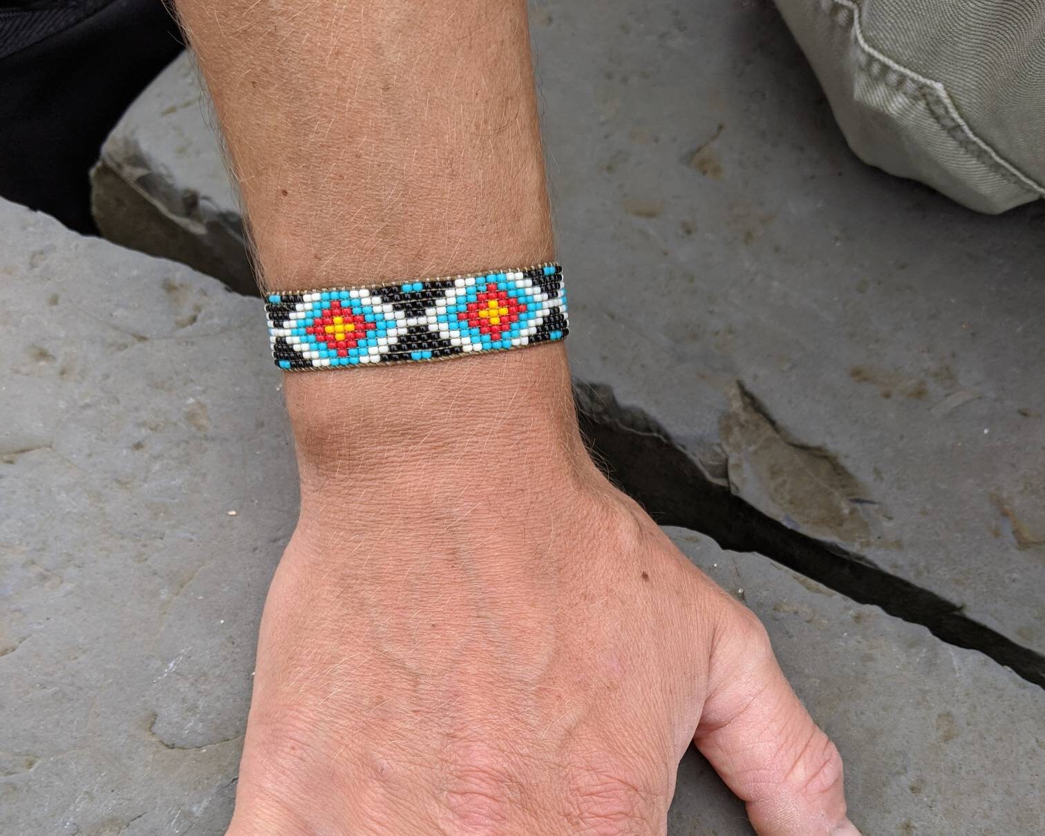 Men's beaded bracelet/mens navajo beaded Etsy