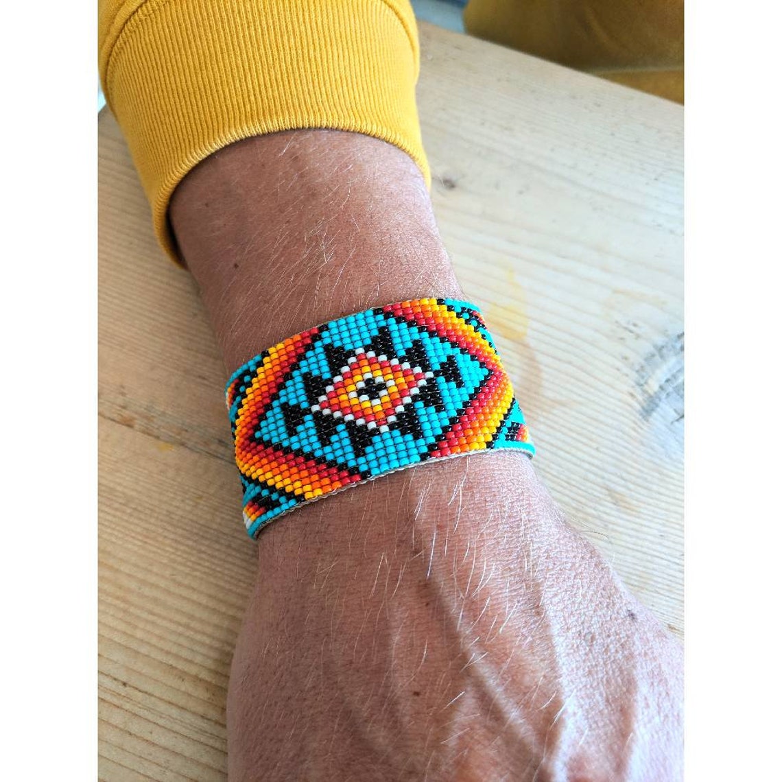 Mens Navajo Native American Southwestern Beaded Bracelet Etsy