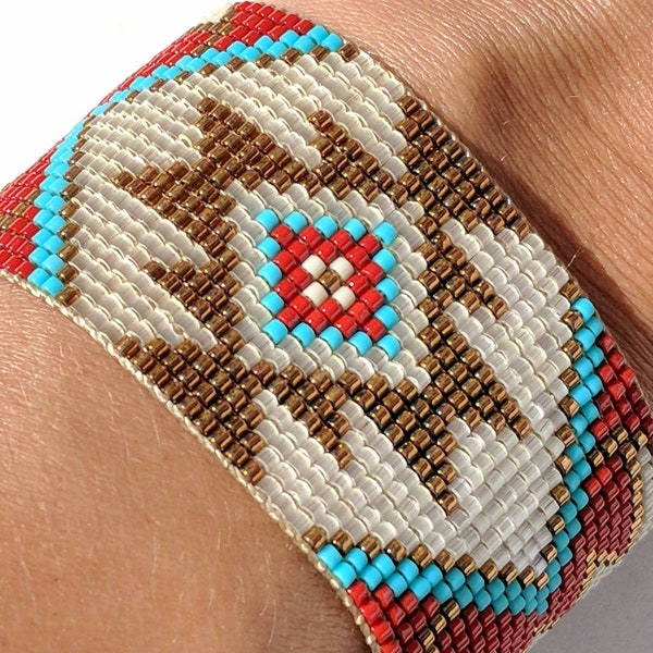 Bracelet de métier à tisser perlé du sud-ouest navajo amérindien