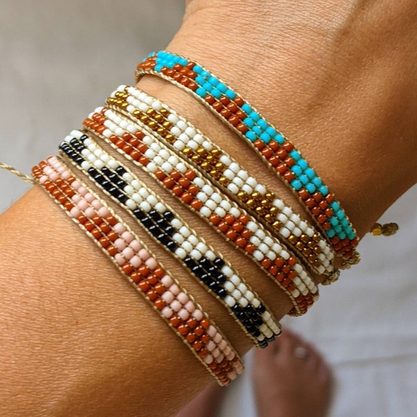 Mini Colourful Stacking Beaded Bracelets, Boho Beaded Bracelets, Colourful Stacking Bracelets