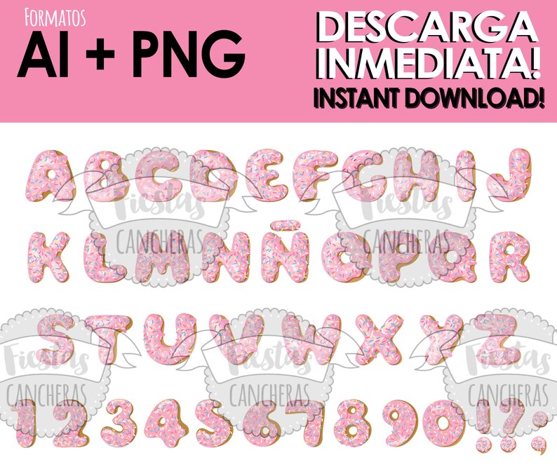 DONUT Alphabet Letters and Numbers Pink. Celeste Gift | Etsy