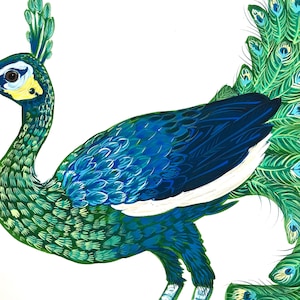 Javan Green Peacock, original acrylic painting