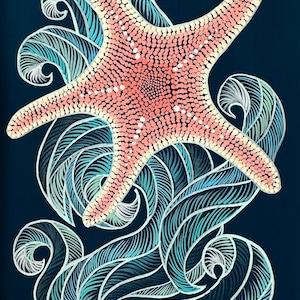 Pink Starfish on the Waves