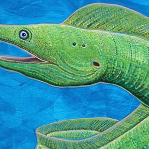 Green Moray Eel Print of Acrylic Painting image 3