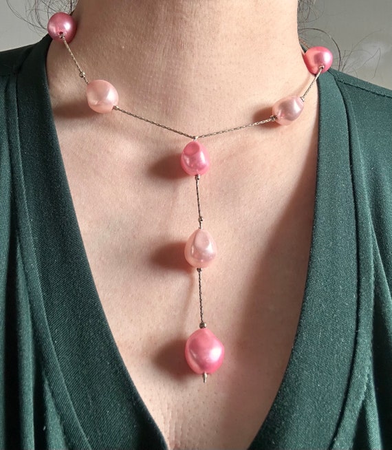 Stunning Vintage Faux Giant River Pearl Necklace