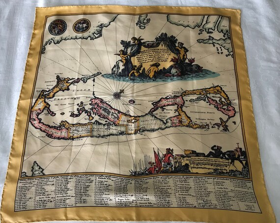 Liberty of London Silk Scarf Rolled Hem Map Print