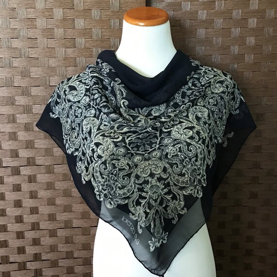 Lorenzo Riva Maison Silk Crepe Scarf 34 Inch/ Vint