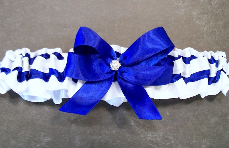 May also be purchased individually Handmade Cobalt Blue /& White Garter Set with an Indianapolis Colts\u00ae Enameled Charm Embellishment #FB20