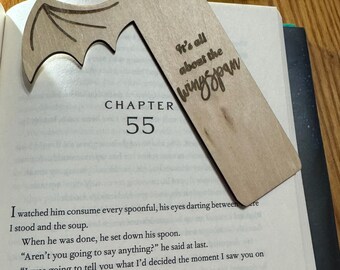 Laser Cut Wooden Bookmark: Bat Boys Wings