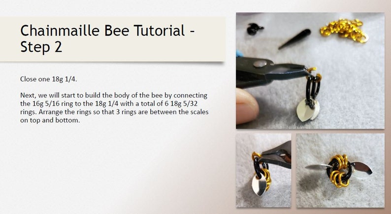 Chainmaille Tutorial Bee Earrings, Chainmaille Bee Pendant Tutorial image 6