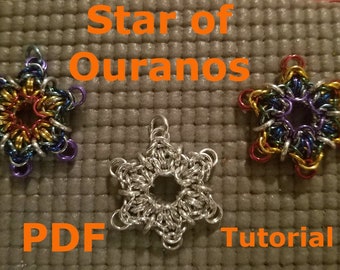 Chainmaille-tutorial - PDF - Ster van Ouranos Chainmail-hanger - 6-puntige ster-tutorial - Chainmail Sneeuwvlok-tutorial