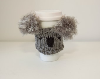 Koala cup sleeve, knit cup cozy