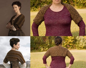 outlander inspired shrug, claire bolero, shoulders warmer, knitwear tartan