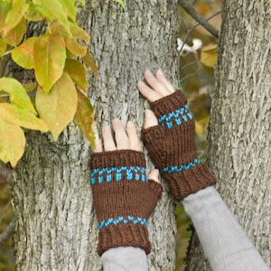 Guantes cortos sin dedos de dos tonos, mitones sin dedos