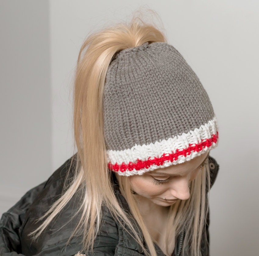 Ponytail Hat Pattern Knitting Pattern Hair Hole Hat Pattern Etsy UK