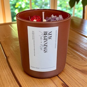 New Beginnings Candle| Manifestation Candle| intention Candle| Meditation candle| Soy wax Candle| Fall Candle| Crystal Candle| handmade