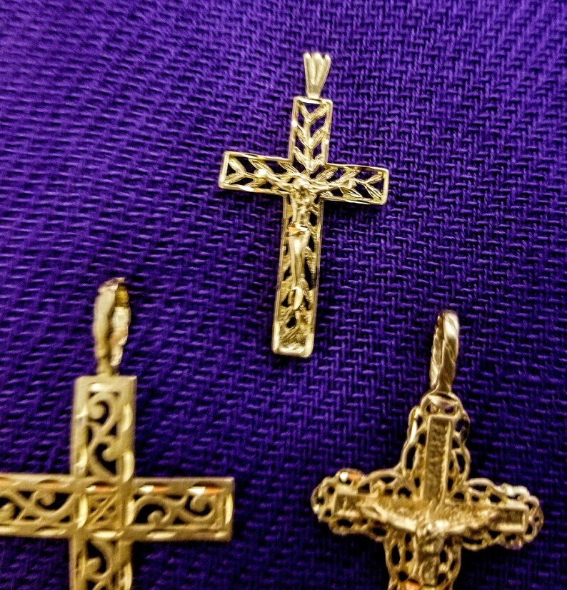14K Solid Gold Religious Pendants Cross Star of David St Etsy