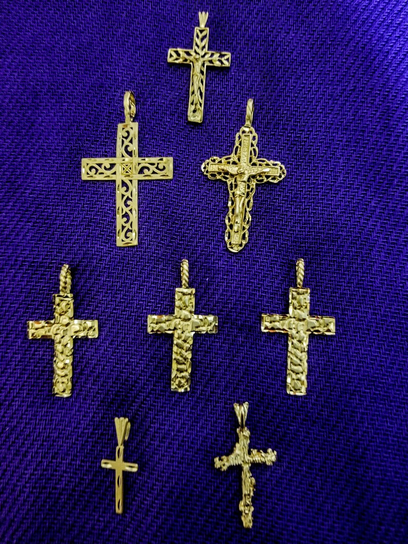 14K Solid Gold Religious Pendants Cross Star of David St Etsy