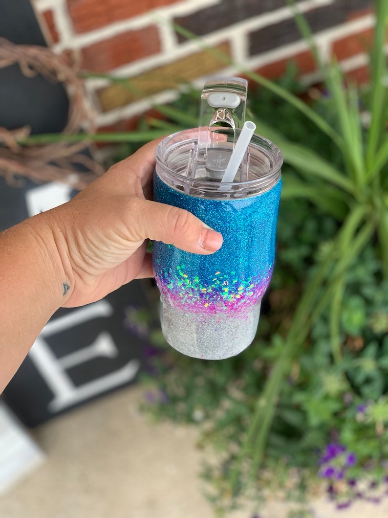 Kids Glitter Tumbler with Straw 16oz Custom Childrens Etsy