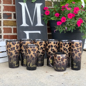 Reverse Cheetah/Leopard Print Ombre Glitter Tumbler - glitter Tumbler - cheetah yeti