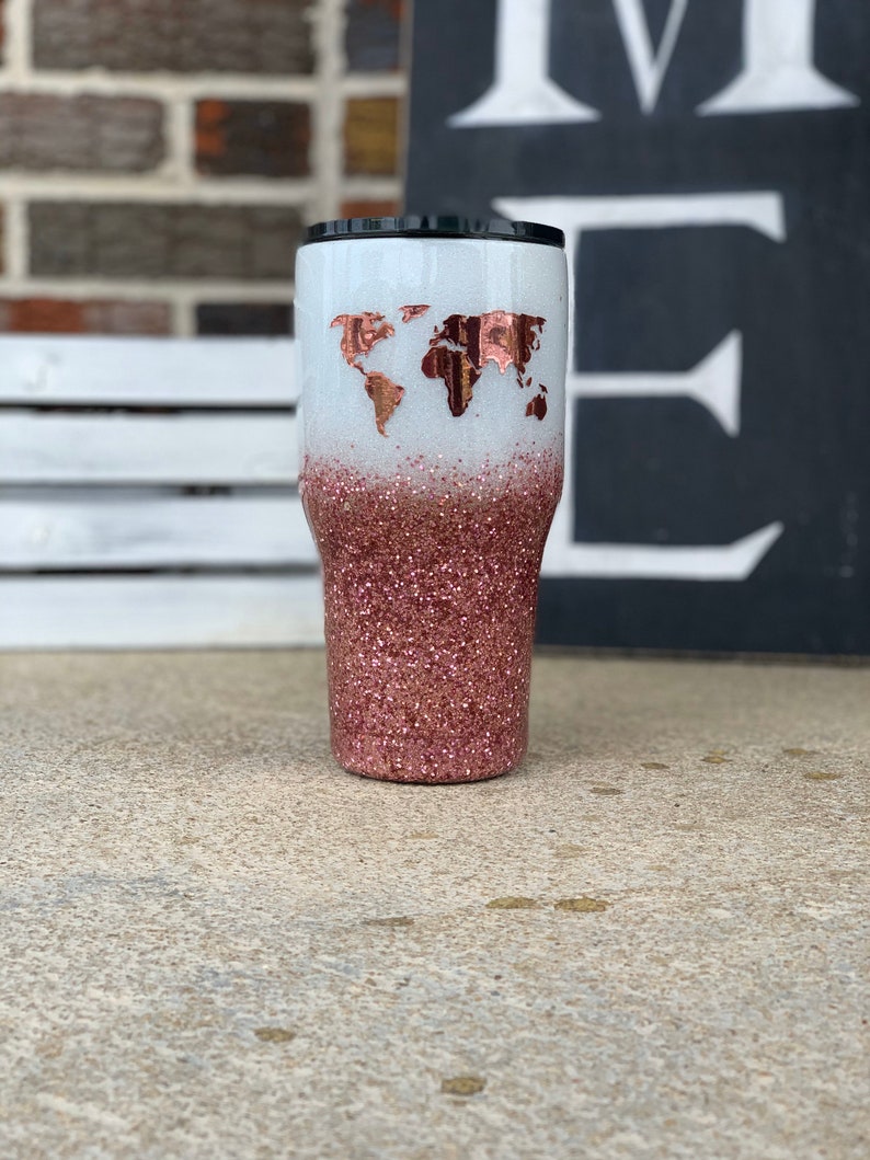 Wanderlust Glitter Tumbler Rose Gold Ombré Glitter Tumbler Etsy