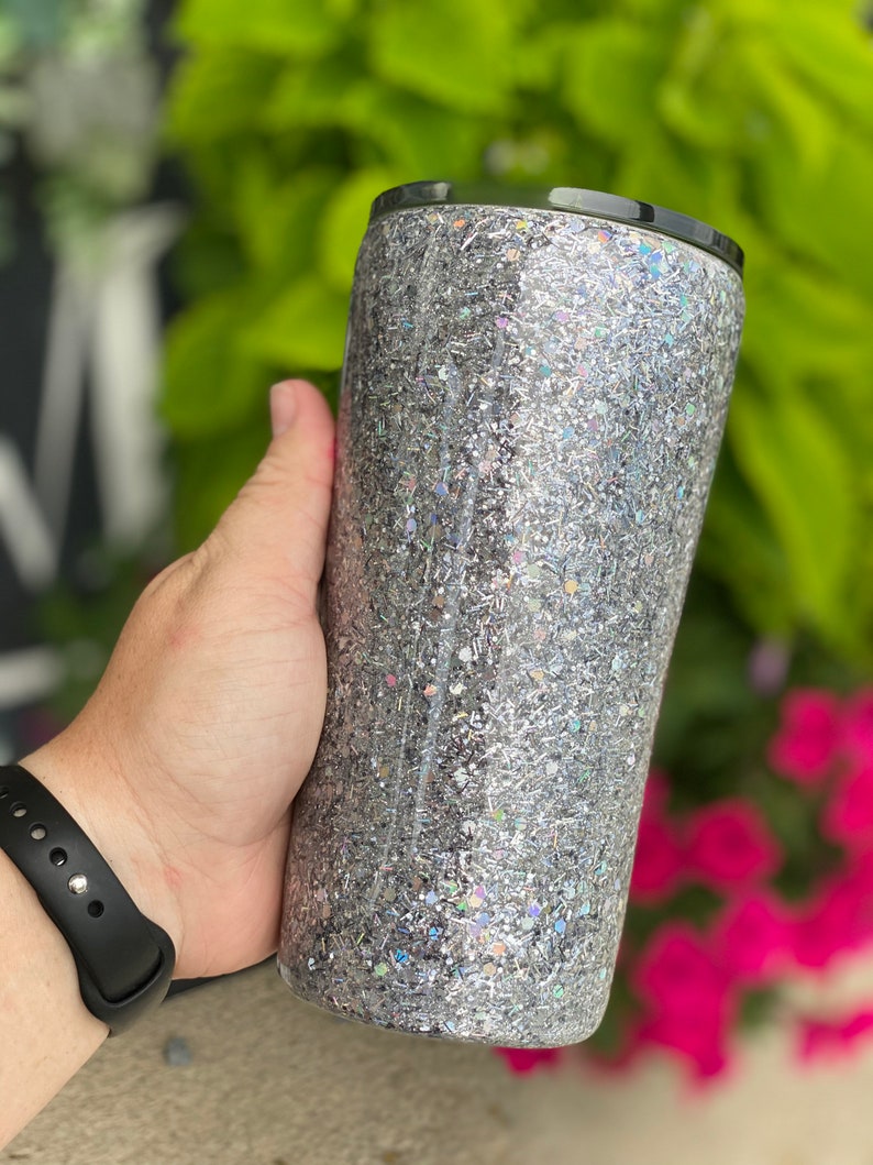 Bling Glitter Tumbler silver glitter tumbler choose your Etsy