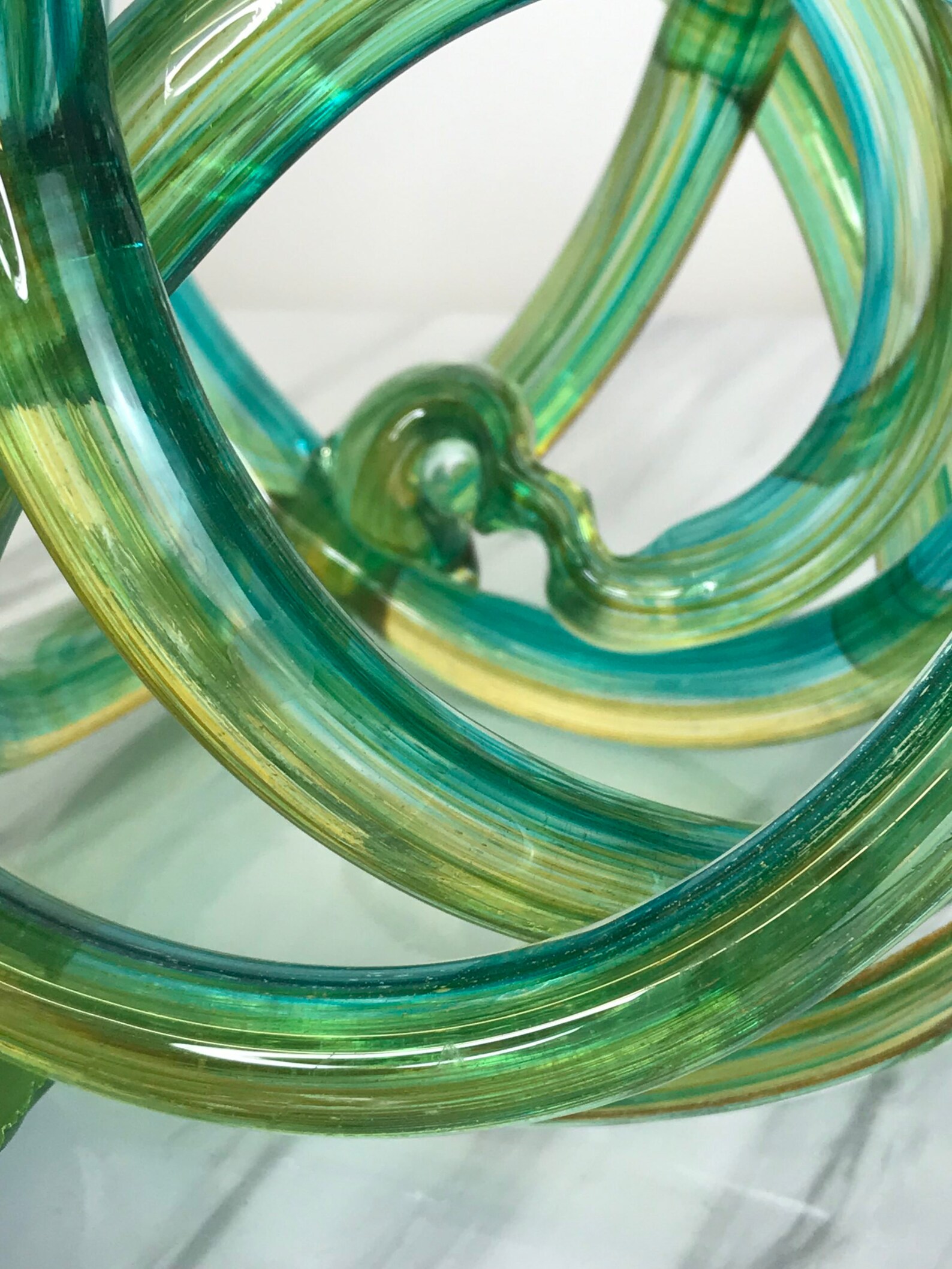 Heavy Green Glass Knot Ornament Round Glass Knotted Sculpture Etsy