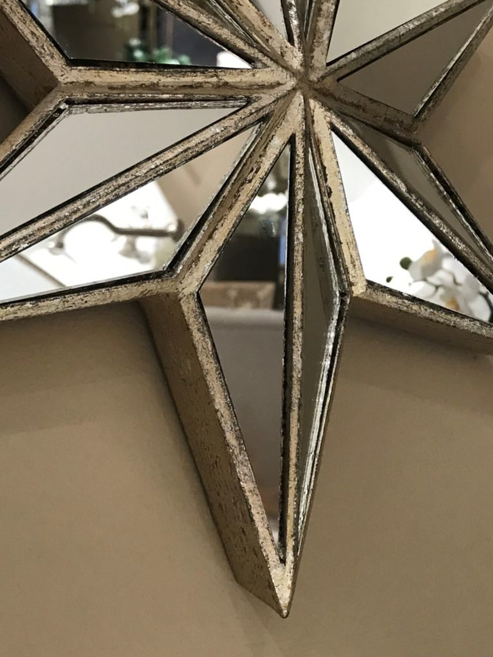 Small Wall Hanging Mirrored Star 3D Antiqued Gold Star Etsy