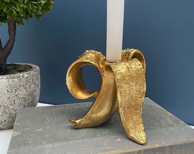 Gold Banana Candle Holder Quirky Banana Skin Gift Banana Skin Etsy UK