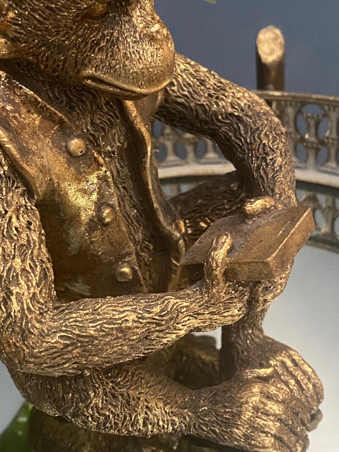 Antiqued Golden Monkey Gold Money Ornament Monkey Statue With Etsy