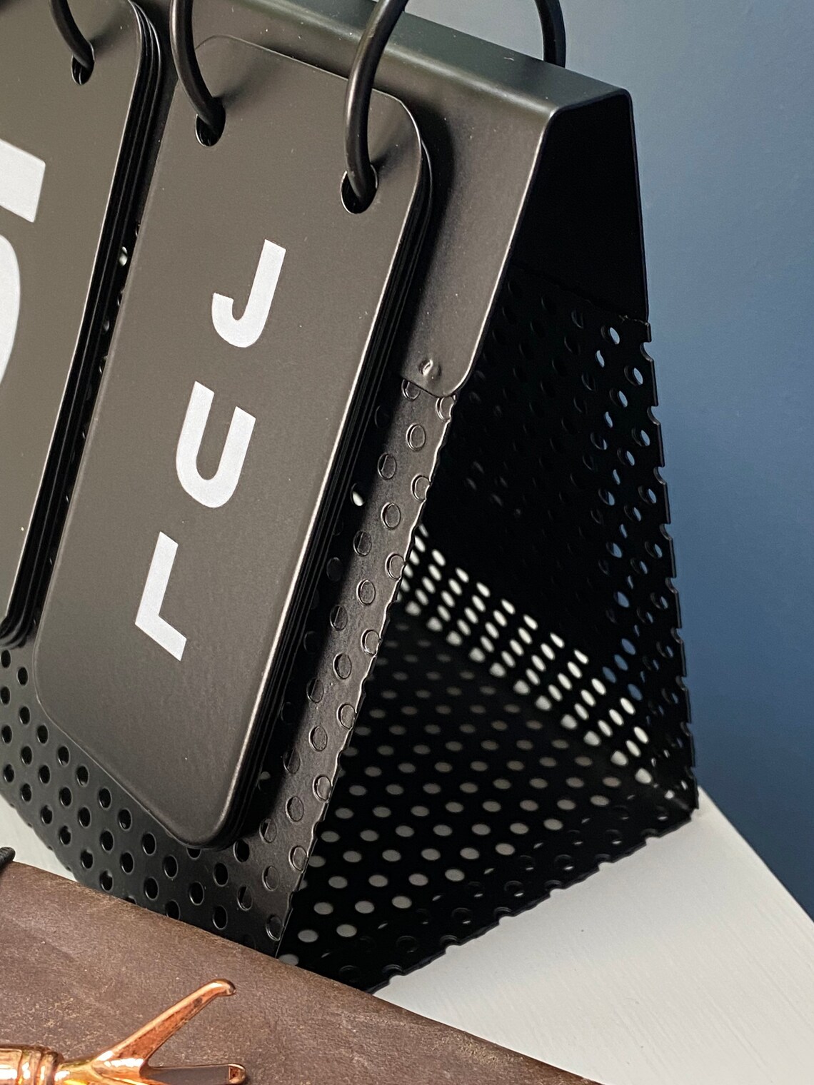 Black metal desk calendar flip over calendar gents gift Etsy