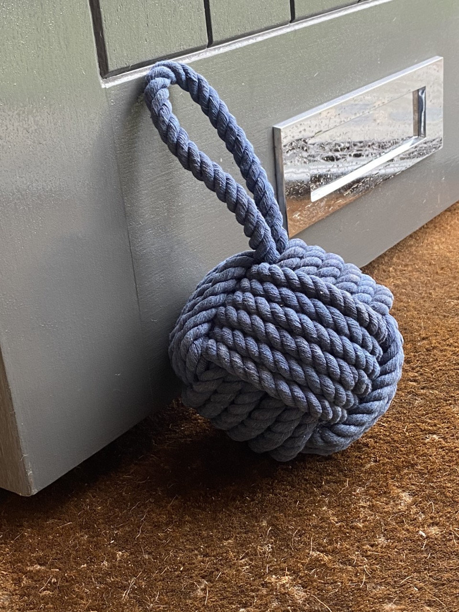Blue Knotted Rope Door Stop Rope Ball Door Stop Nautical Ball Etsy