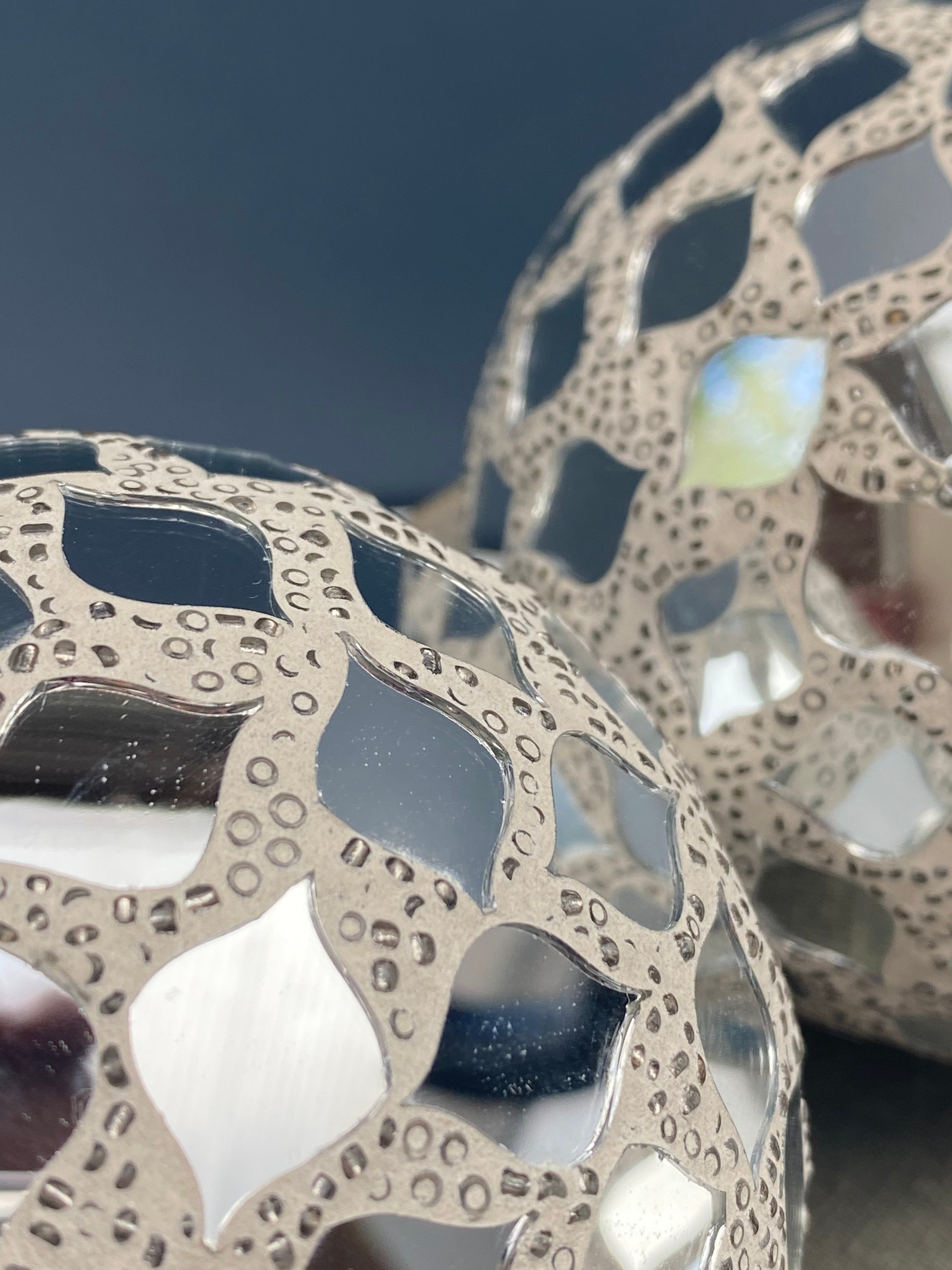 3 x Silver Mosaic Balls Mirrored Mosaic Ball Ornaments Etsy