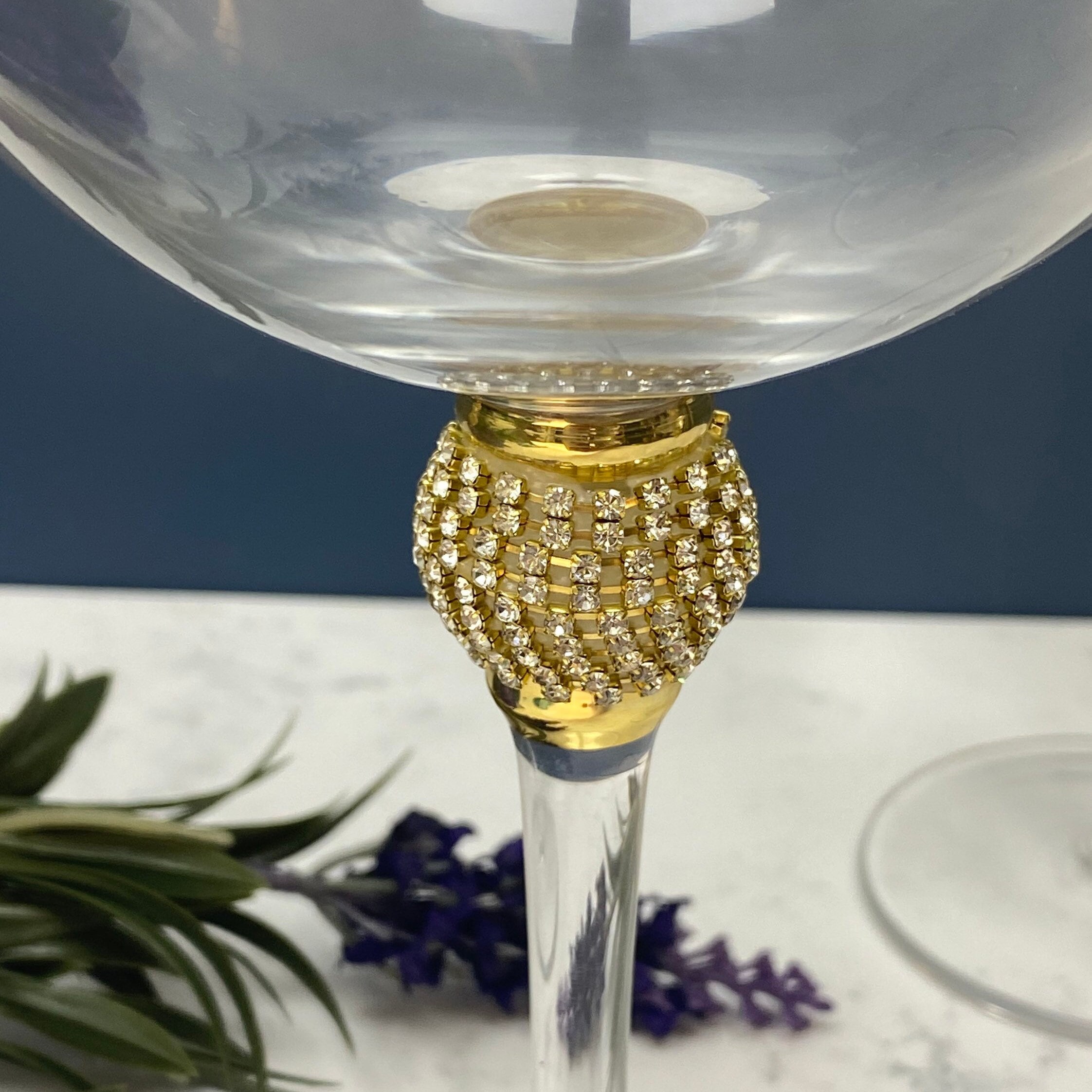 Set of 4 gold diamante gin glasses large bling goblets wedding Etsy
