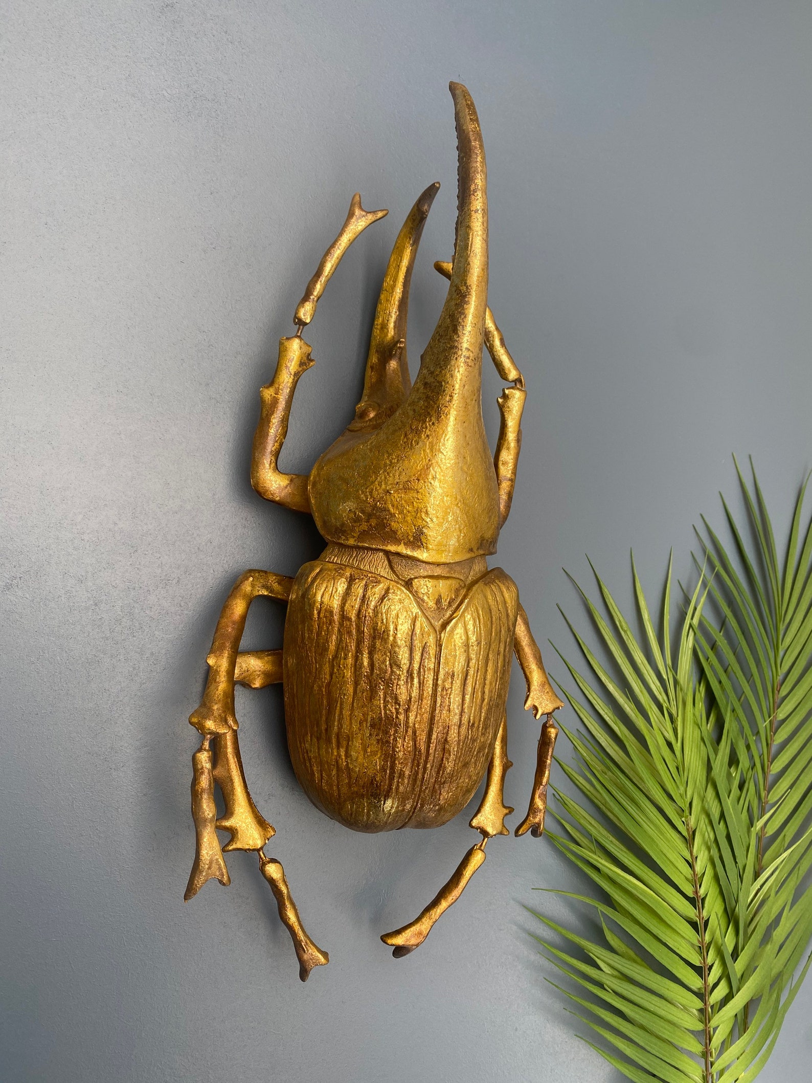 Wall Hanging Gold Beetle Climbing Beetle Ornament Golden Etsy