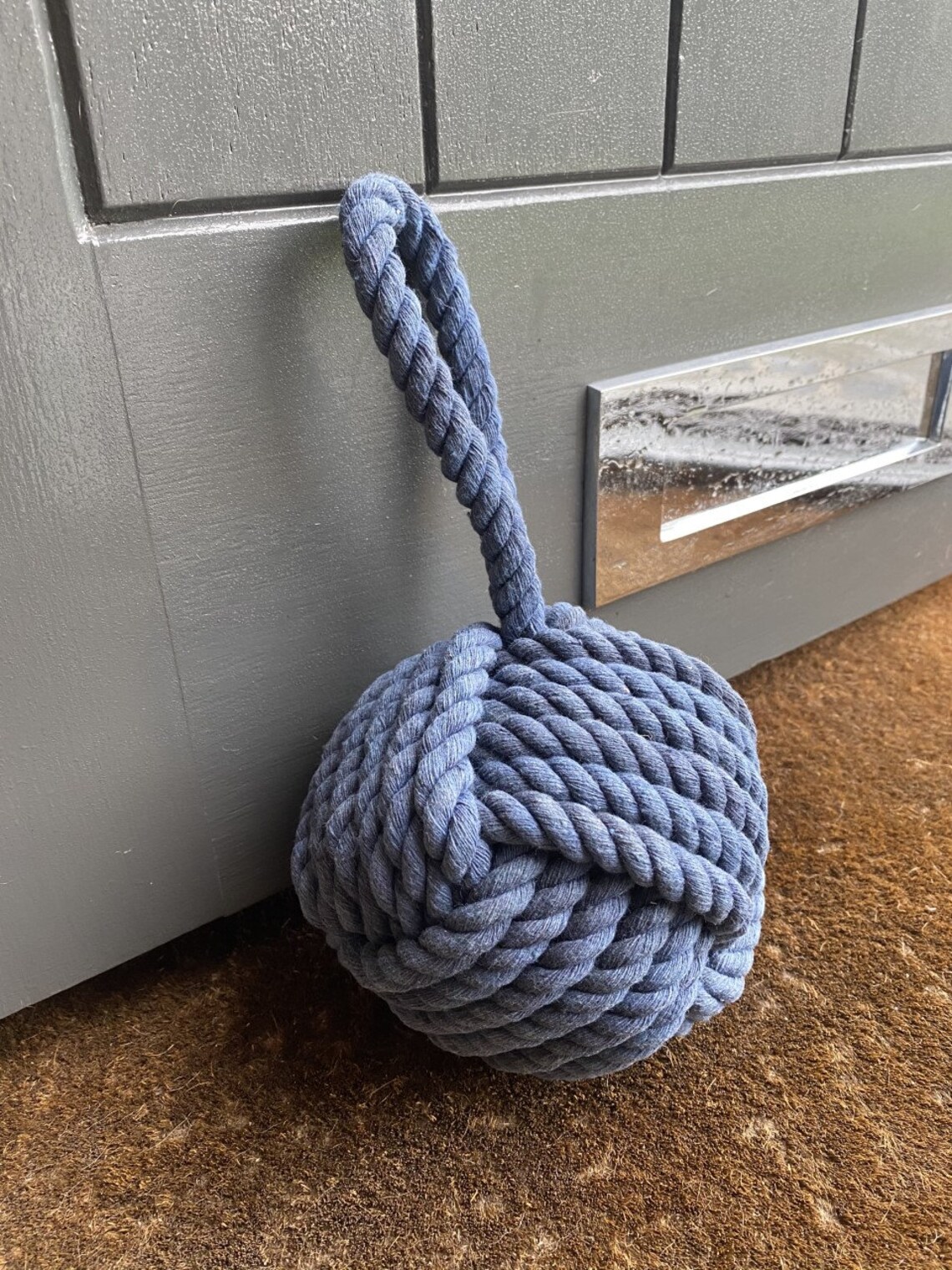 Blue Knotted Rope Door Stop Rope Ball Door Stop Nautical Ball Etsy