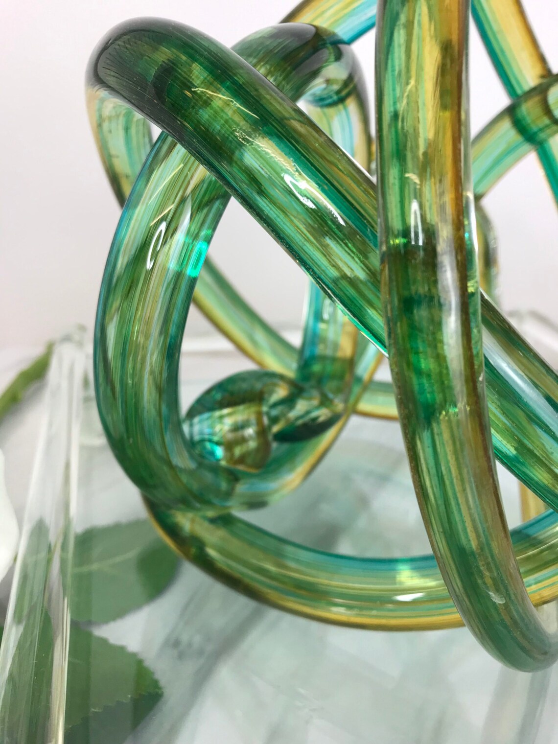 Heavy Green Glass Knot Ornament Round Glass Knotted Sculpture Etsy