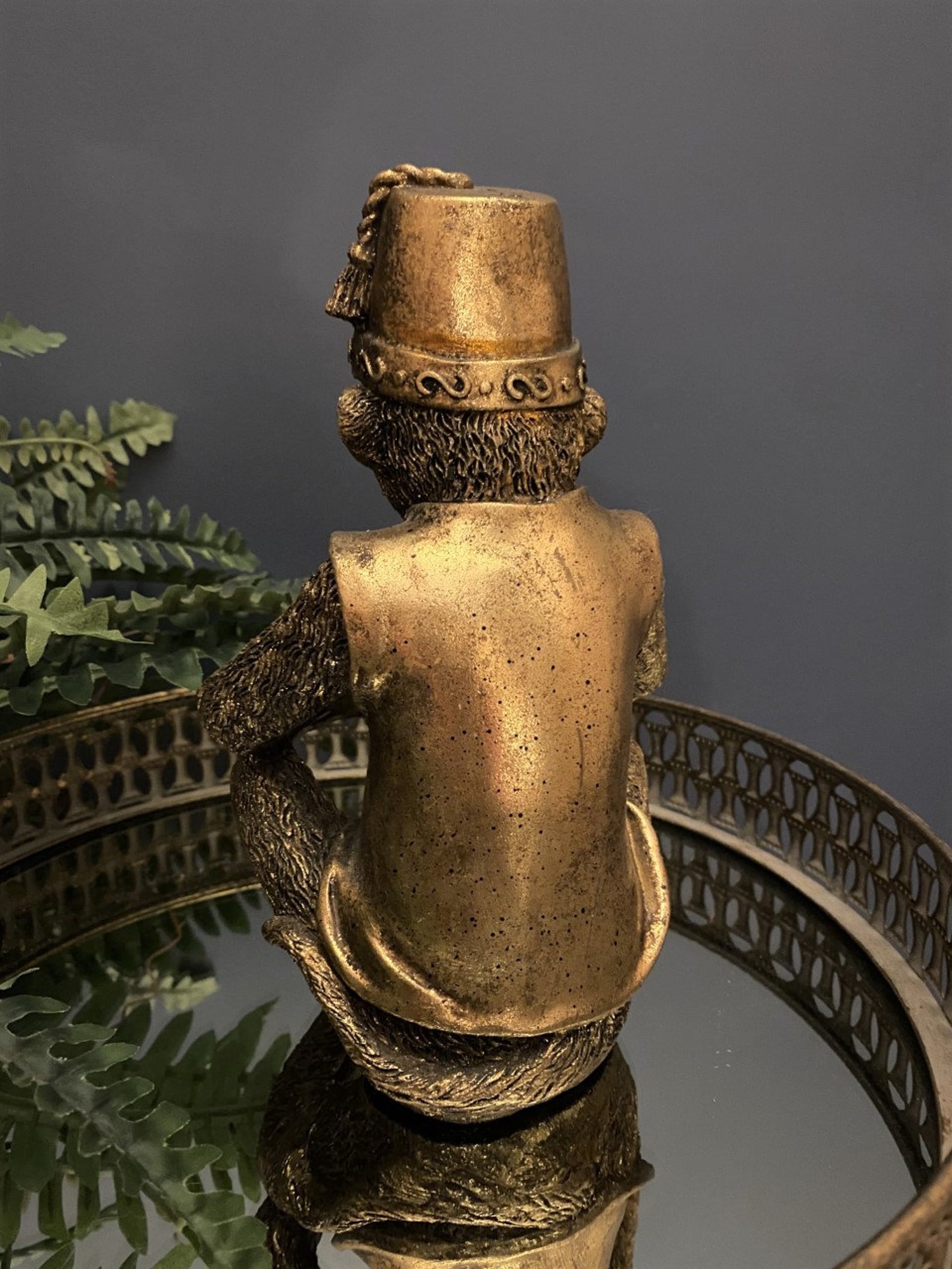 Antiqued Golden Monkey Gold Money Ornament Monkey Statue With Etsy