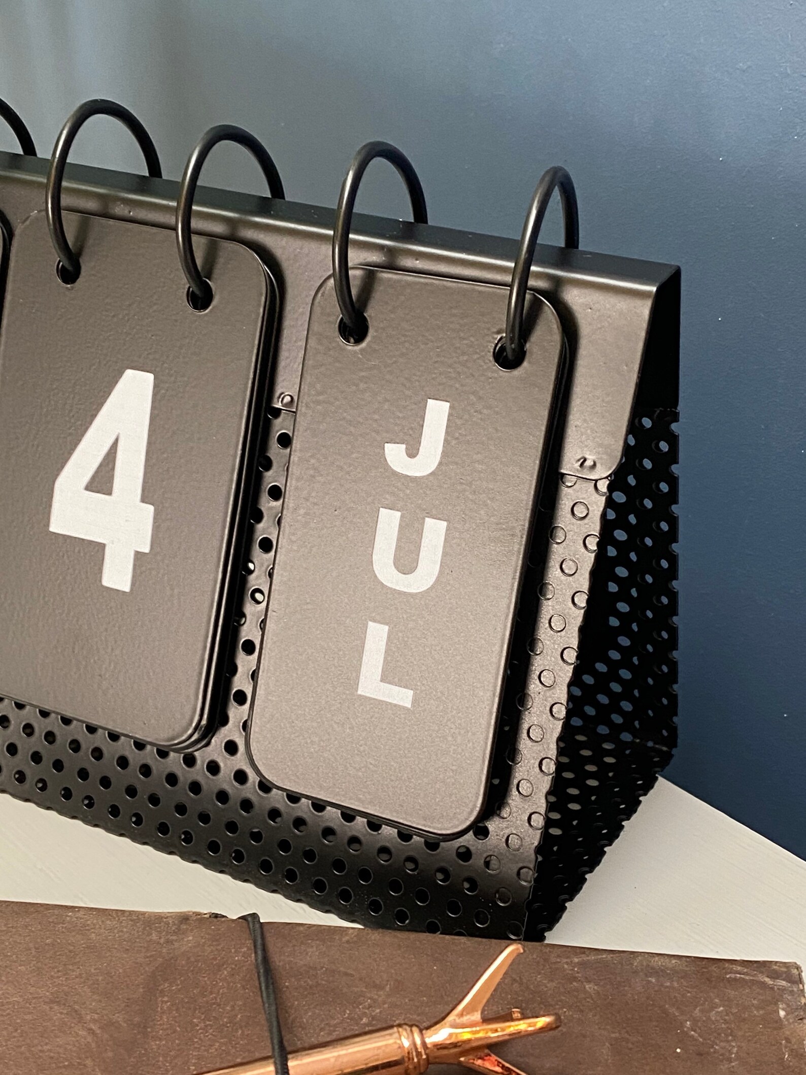 Black metal desk calendar flip over calendar gents gift Etsy