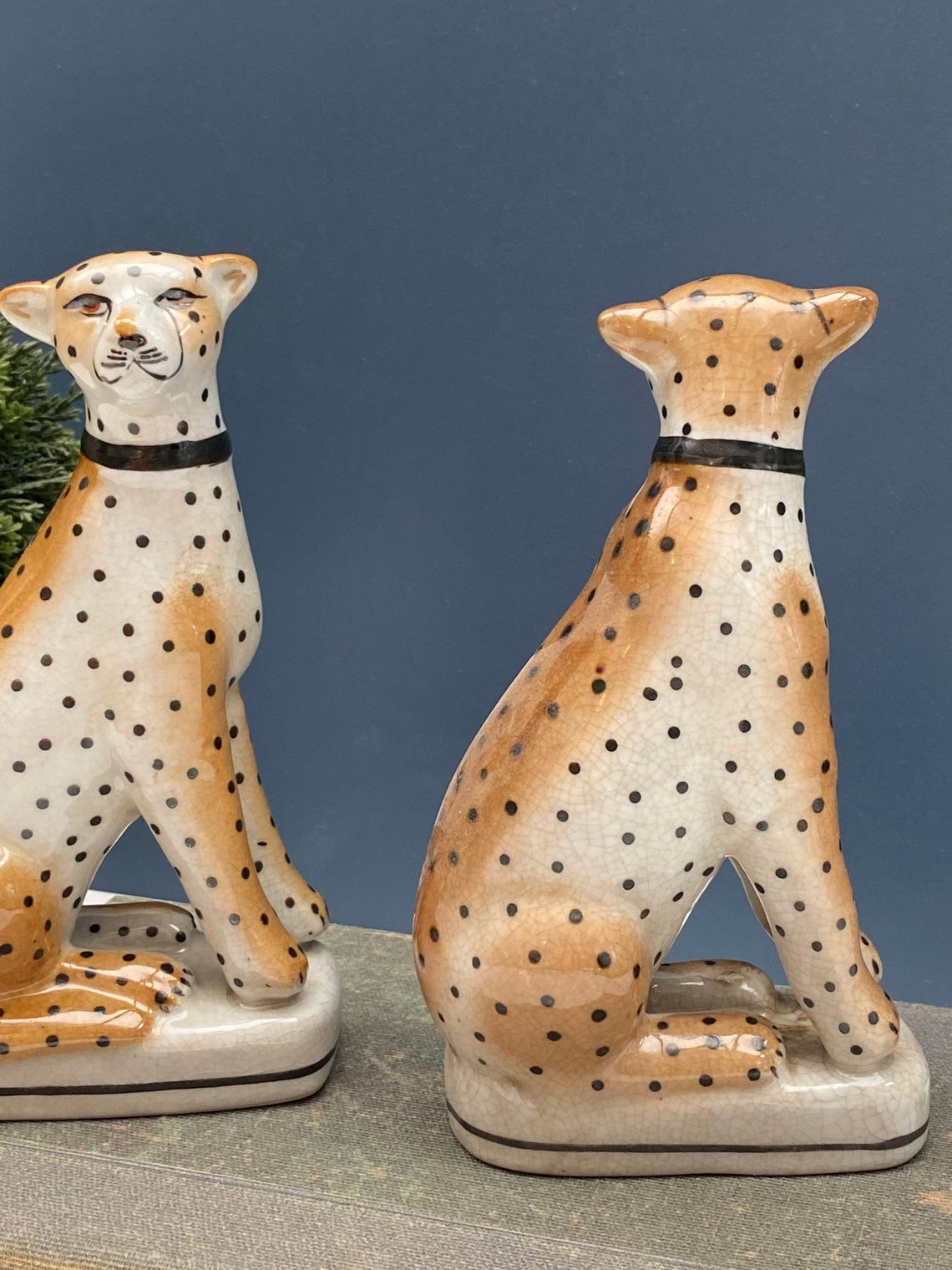 Pair of Leopard Ornaments Ceramic Big Cat Figures Vintage Etsy