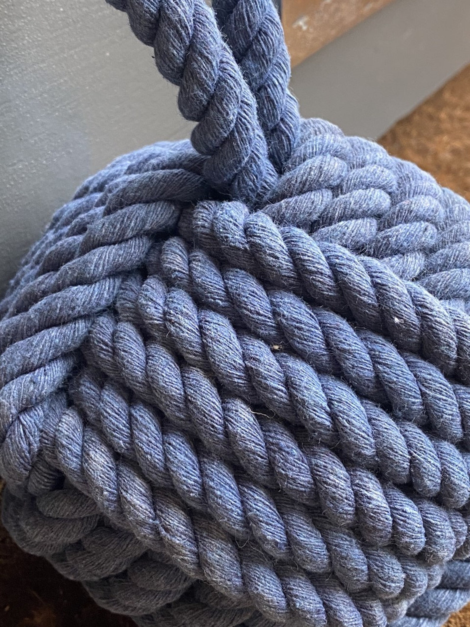 Blue Knotted Rope Door Stop Rope Ball Door Stop Nautical Ball Etsy