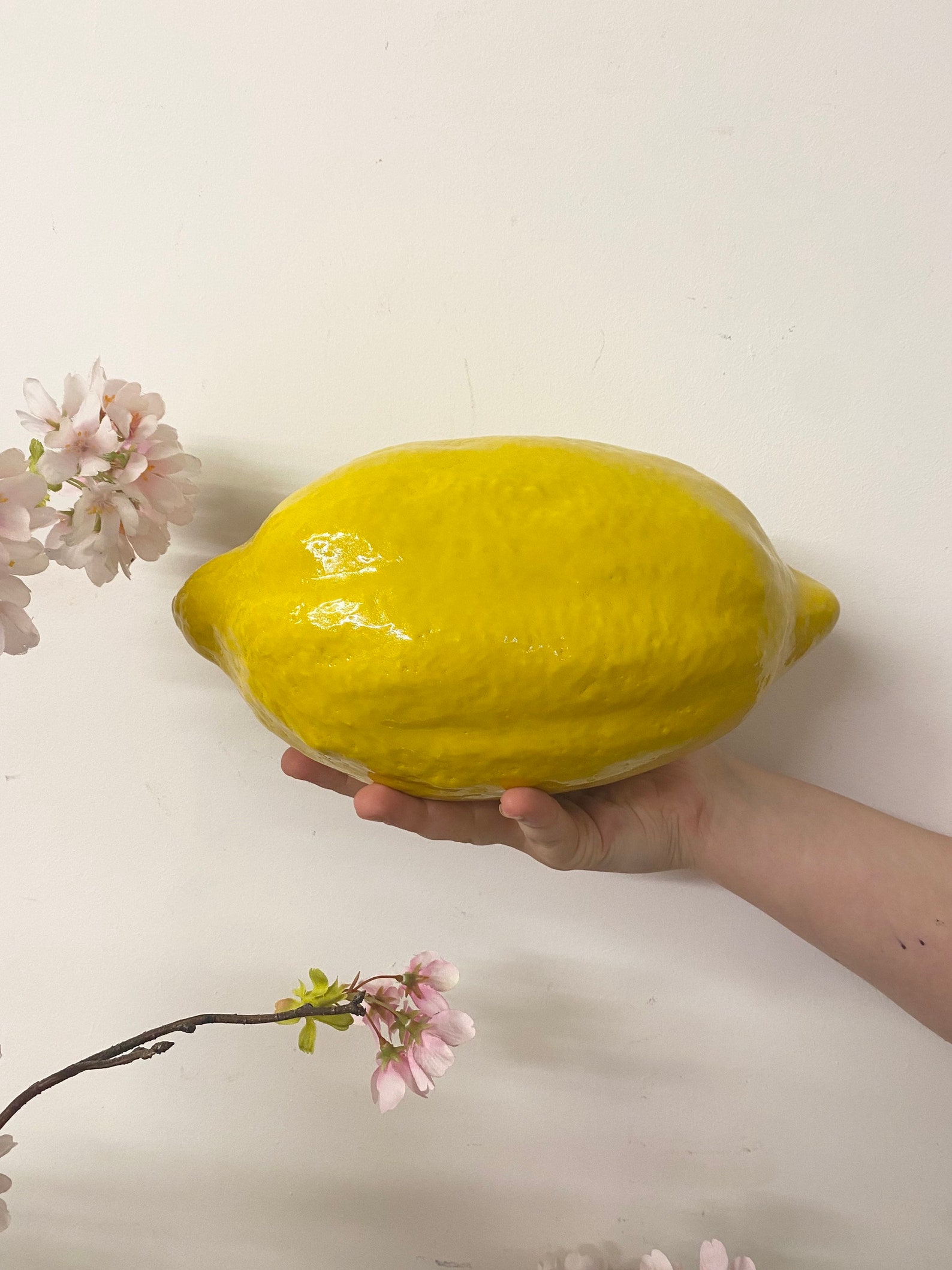 Large Ceramic Lemon Sculpture Fruit Ornament a Unique Kitchen Etsy